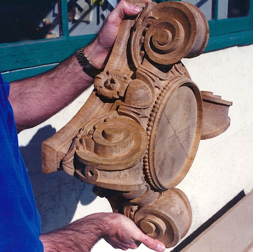 Hand-carved Ionic capital by Agrell Architectural Carving