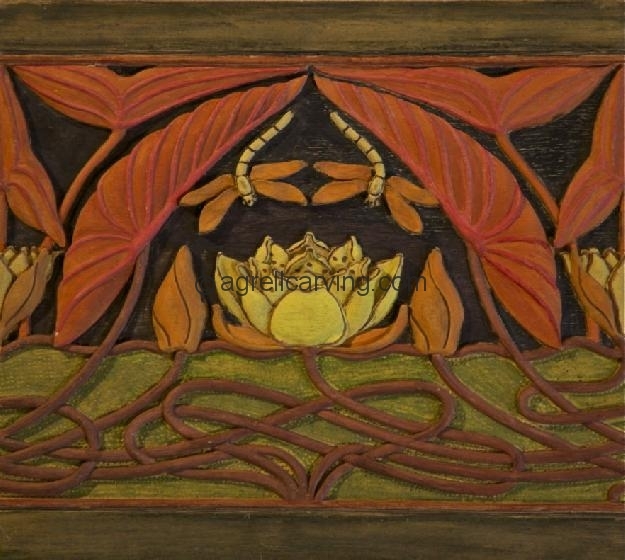 Agrell Architectural Carving: Painted hand carved panel 5