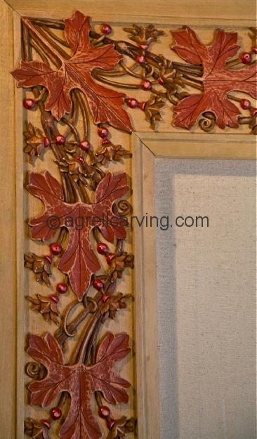 Agrell Architectural Carving: Painted hand carved panel 6