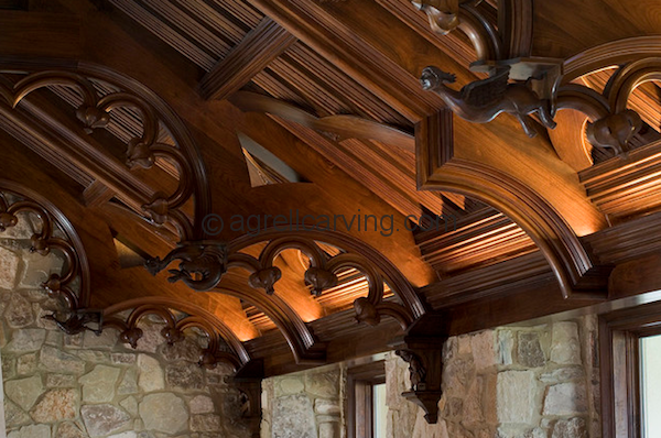 Agrell Architectural Carving: Maliard Manor: Gothic, Tudor, hand carved ceiling