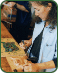 A student at The School of Classical Woodcarving