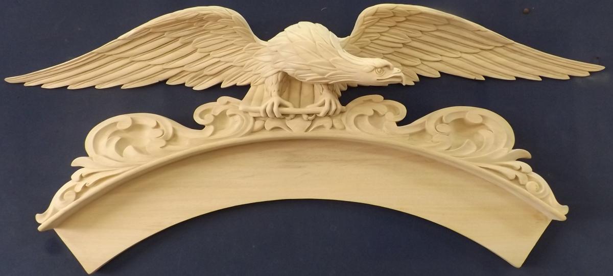 Agrell architectural Carving hand carved eagle for a mirror left facing