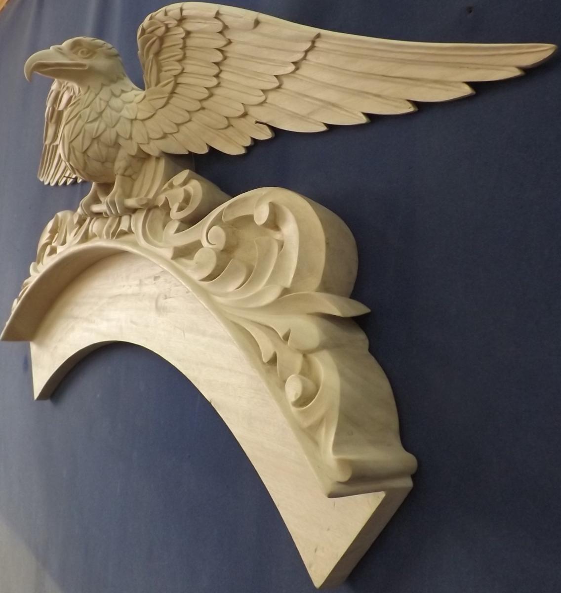 Agrell architectural Carving hand carved eagle for a side profile