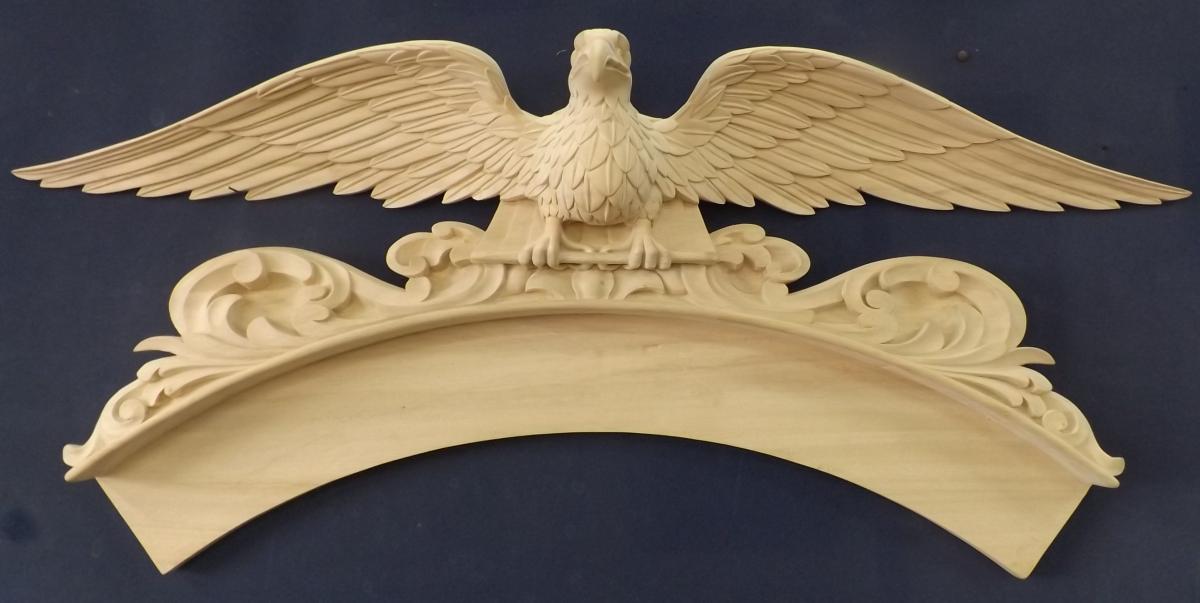 Agrell architectural Carving hand carved eagle for a mirror front facing