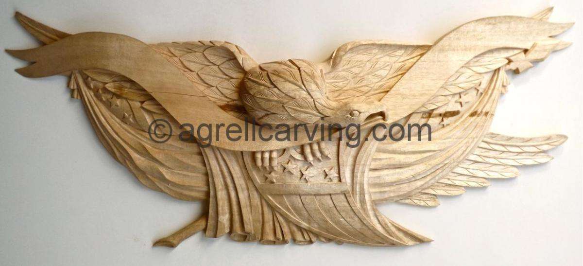 Agrell Architectural Carving hand carved patriotic eagle based on John Ballamy design
