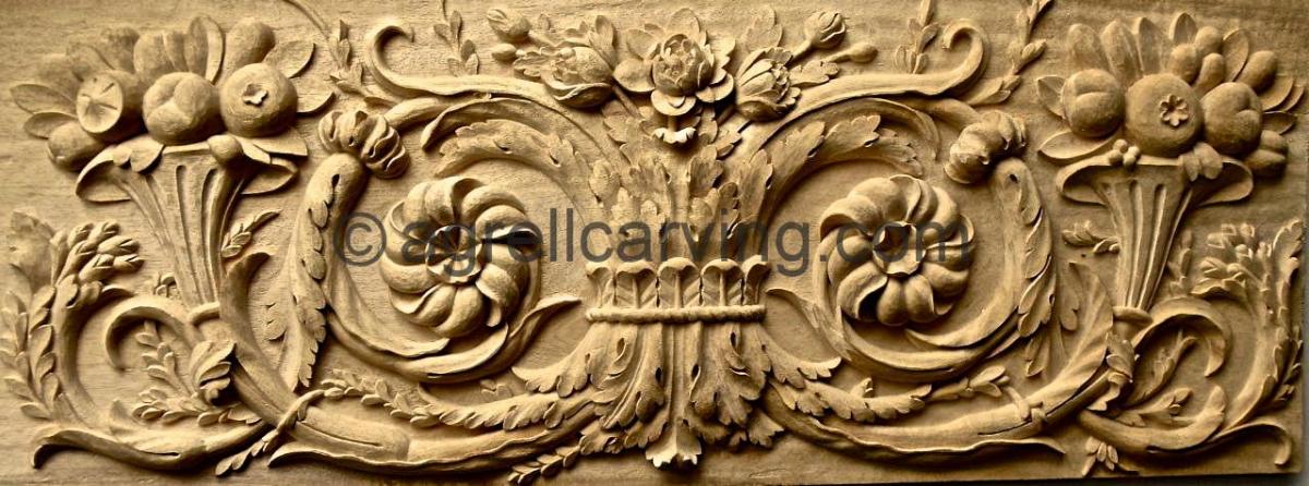 Agrell Architectural Carving French hand carved panel copy of Versaille