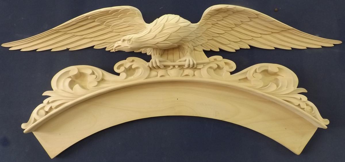 Agrell architectural Carving hand carved eagle for a mirror right facing